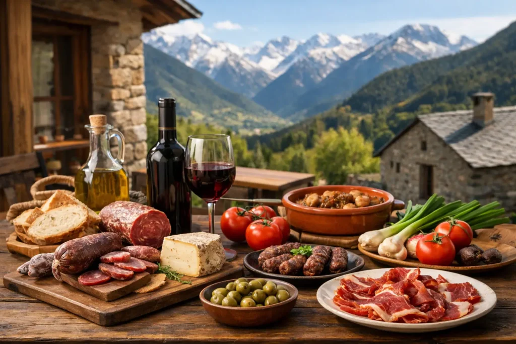 Fonda con productos locales catalanes en el Pirineo